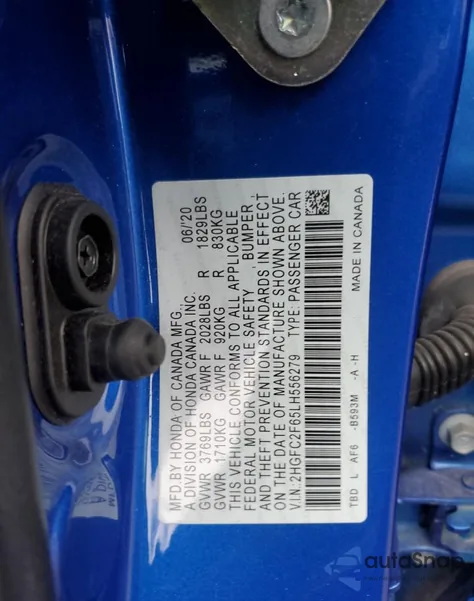 2020 Honda Civic Lx from USA, damaged, VIN 2HGFC2F65LH556279